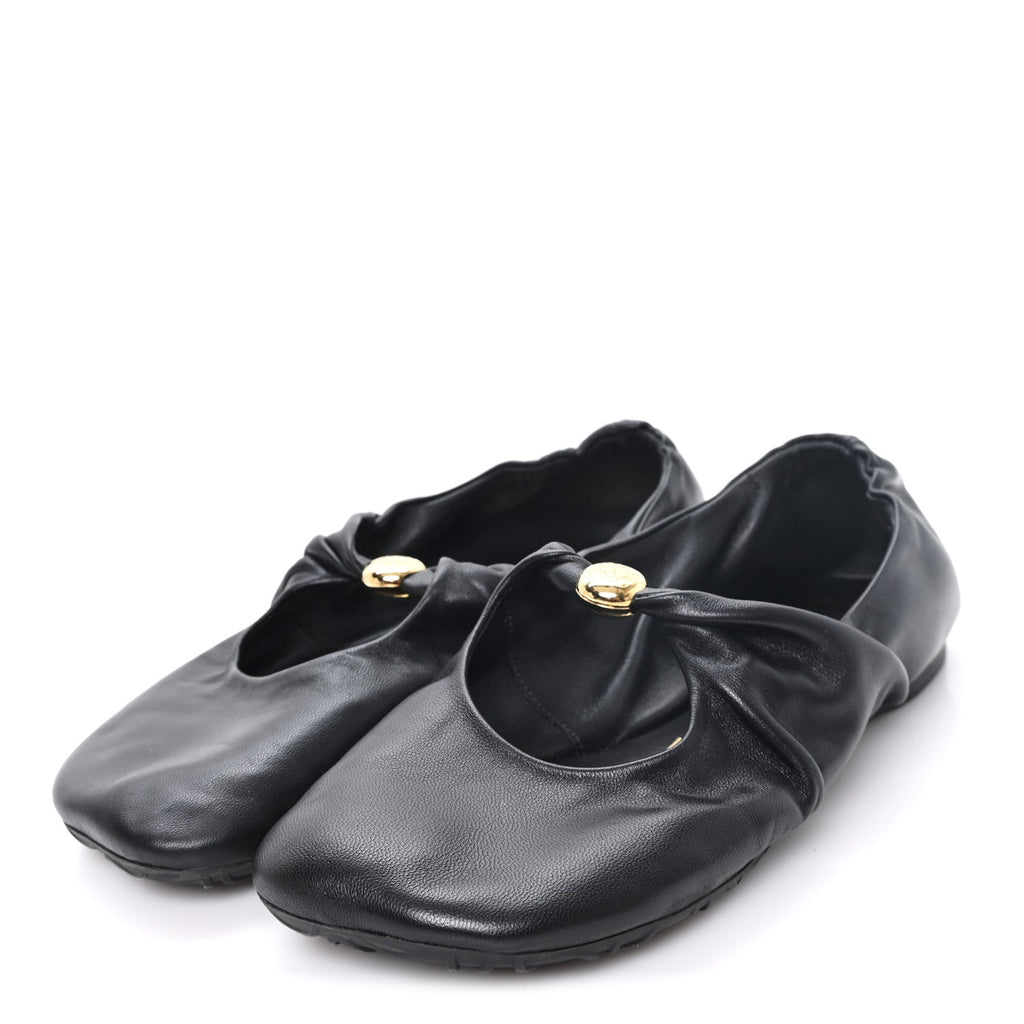 Loewe Lambskin Women's Pebble Ballerina Flats 35 Black
