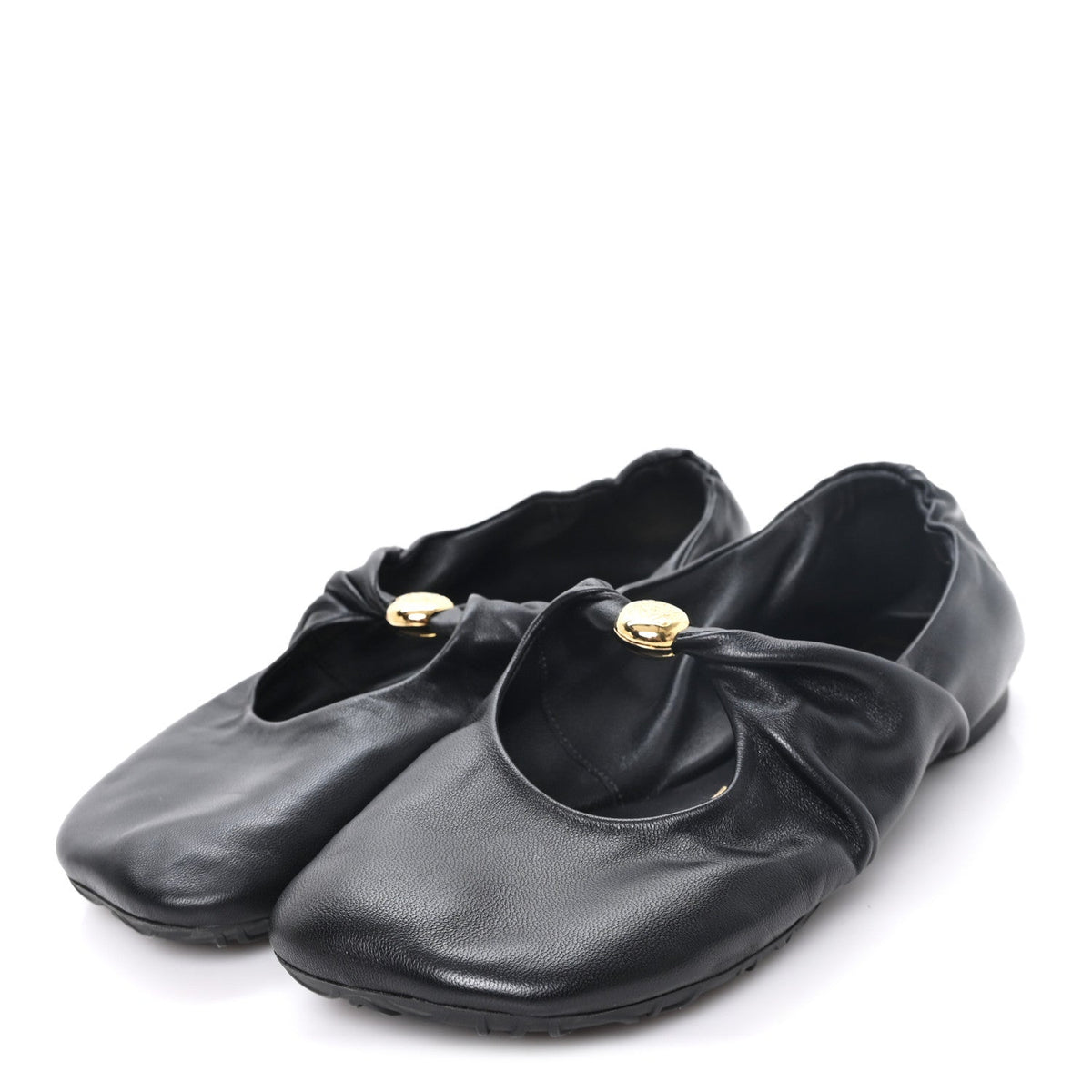 Loewe Lambskin Women's Pebble Ballerina Flats 35 Black