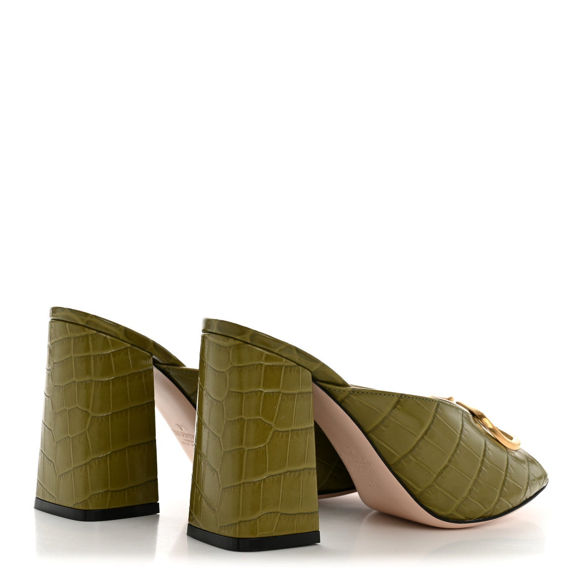 Valentino Garavani Calfskin Women's VLogo Signature Slide Sandals 36.5 Green