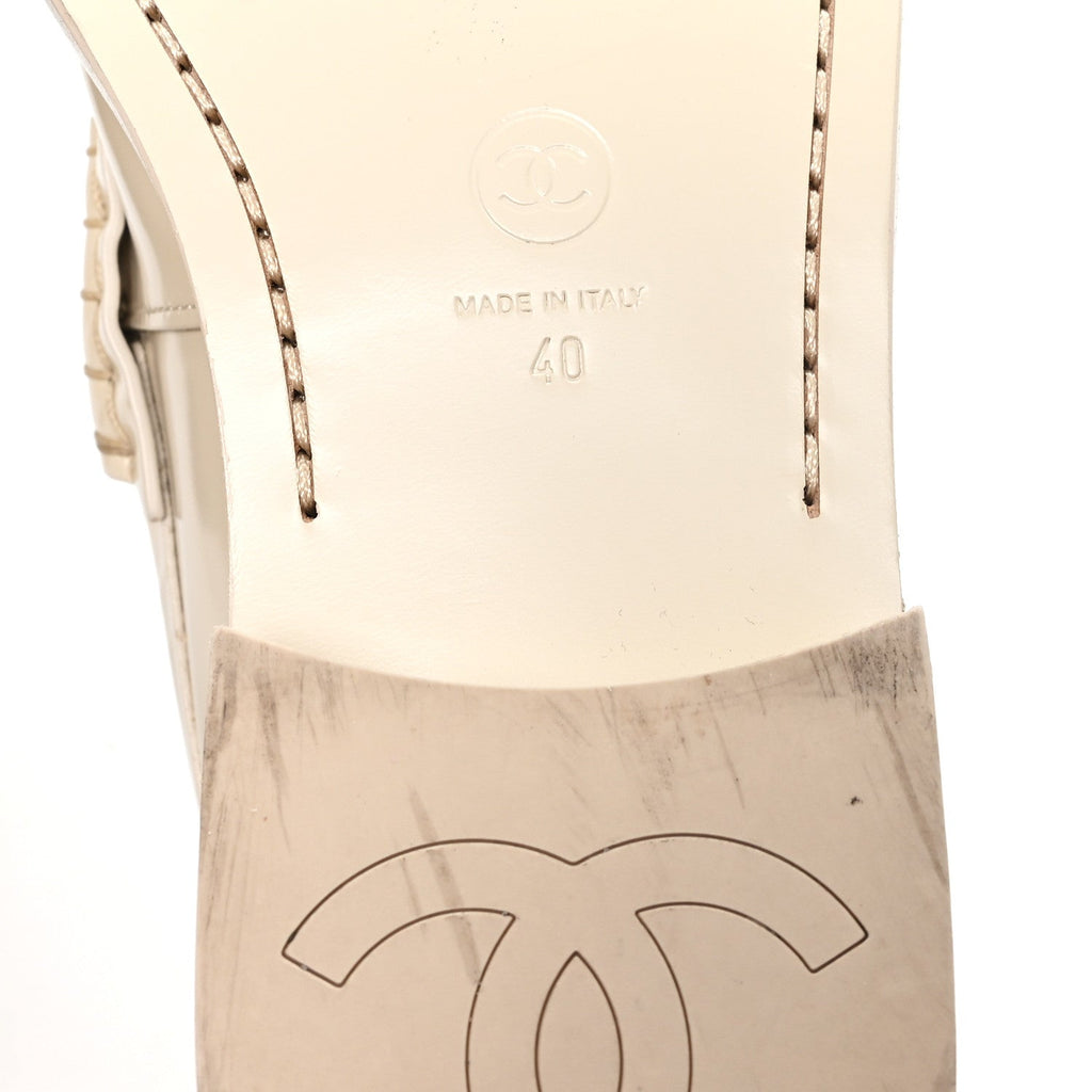 Chanel Shiny Calfskin Logo Women's Loafers