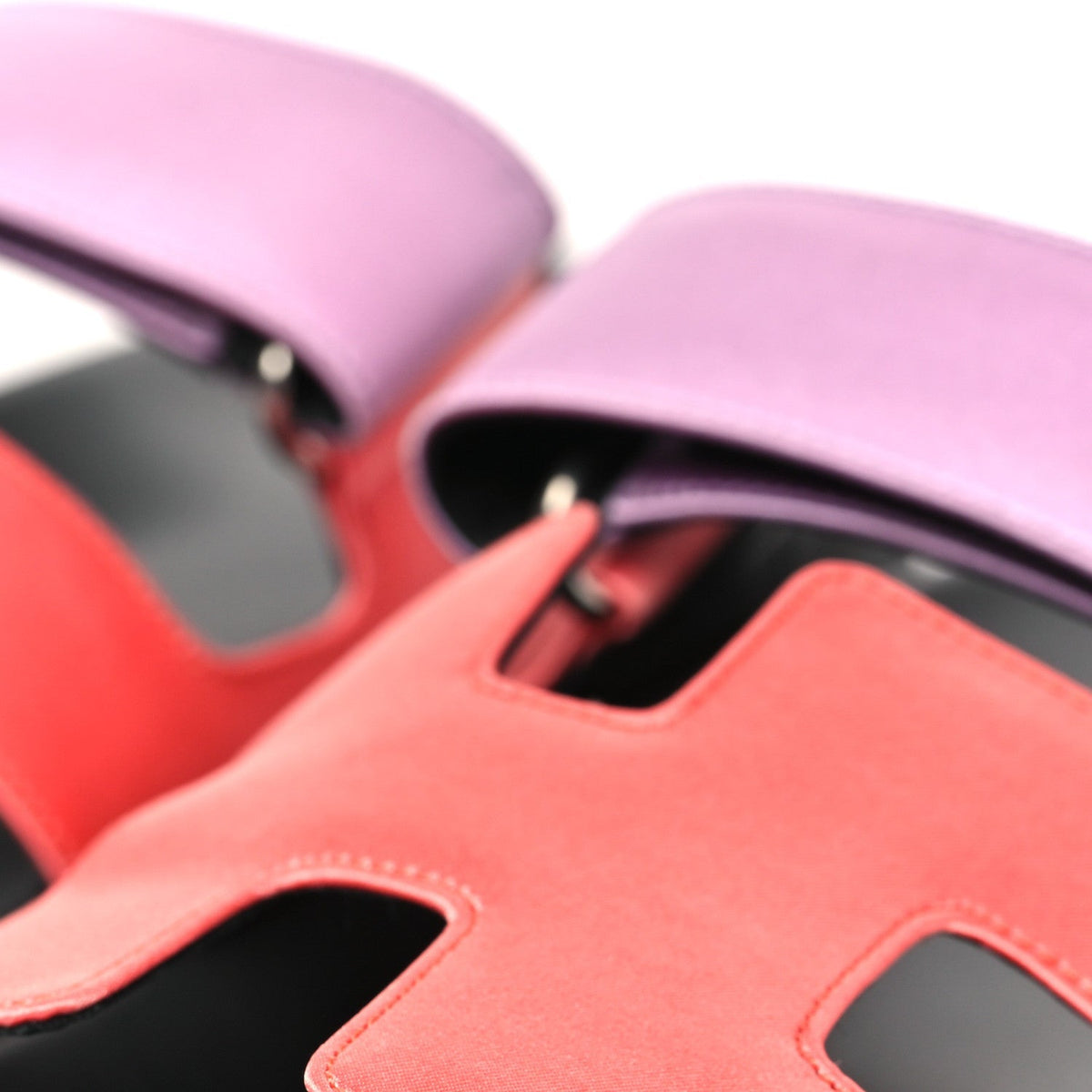 Hermes Satin Crepe Women's Chypre Sandals 37.5 Rose Peche Violet Petale