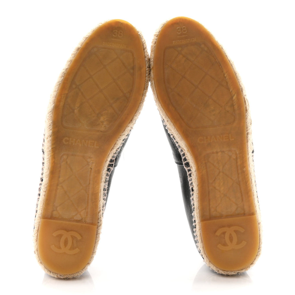 Chanel Lambskin CC Women's Espadrilles 38 Black