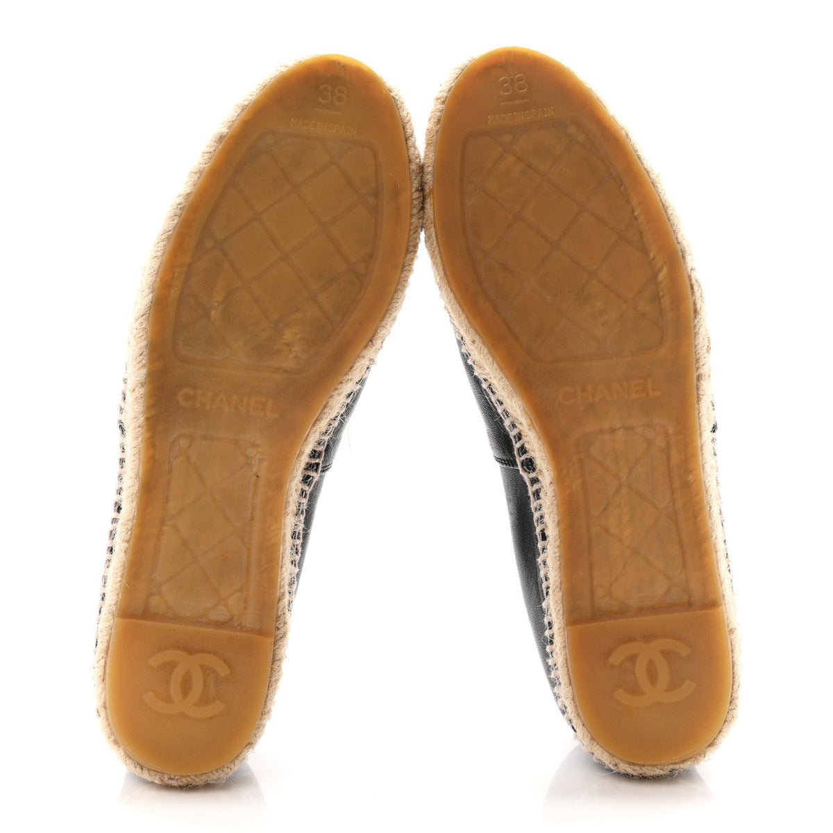 Chanel Lambskin CC Women's Espadrilles 38 Black