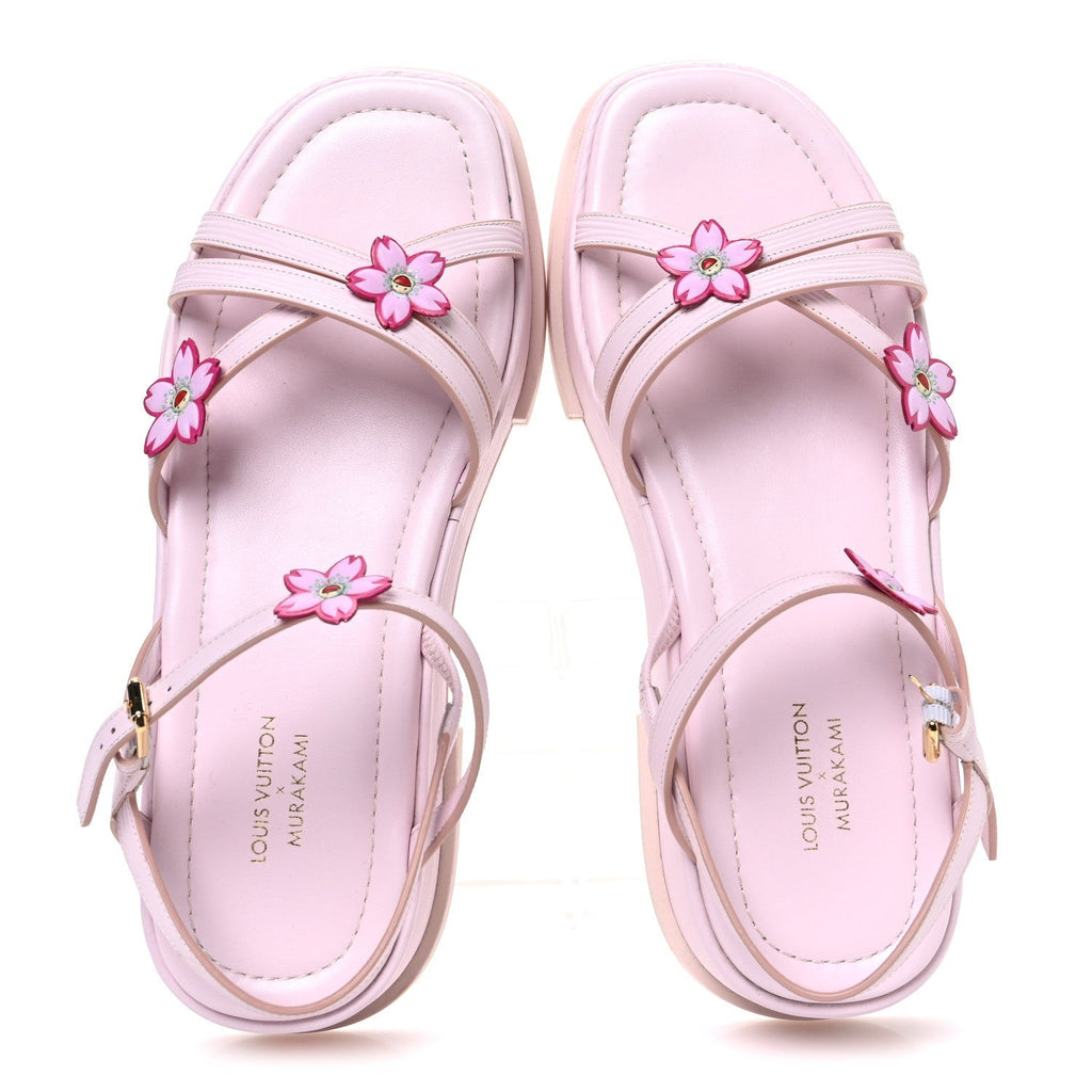 Louis Vuitton Calfskin Women's LV X TM Maya Flatform Sandals 40 Light Pink