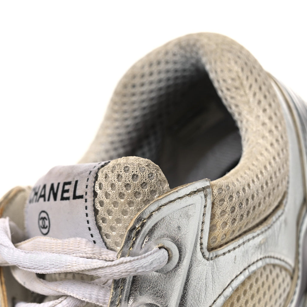 Chanel Fabric Laminated Calfskin Stretch CC Women's Sneakers