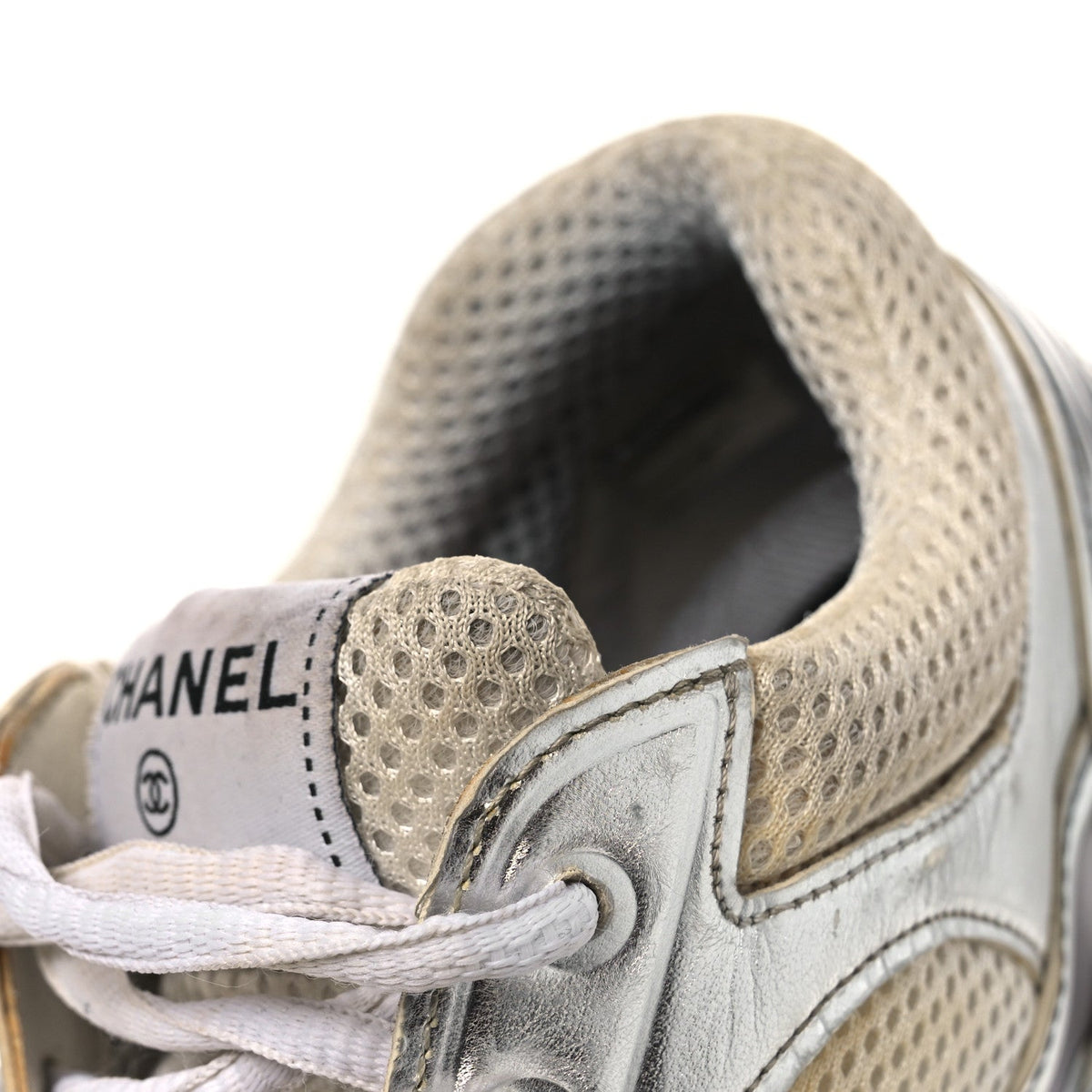 Chanel Fabric Laminated Calfskin Stretch CC Women's Sneakers