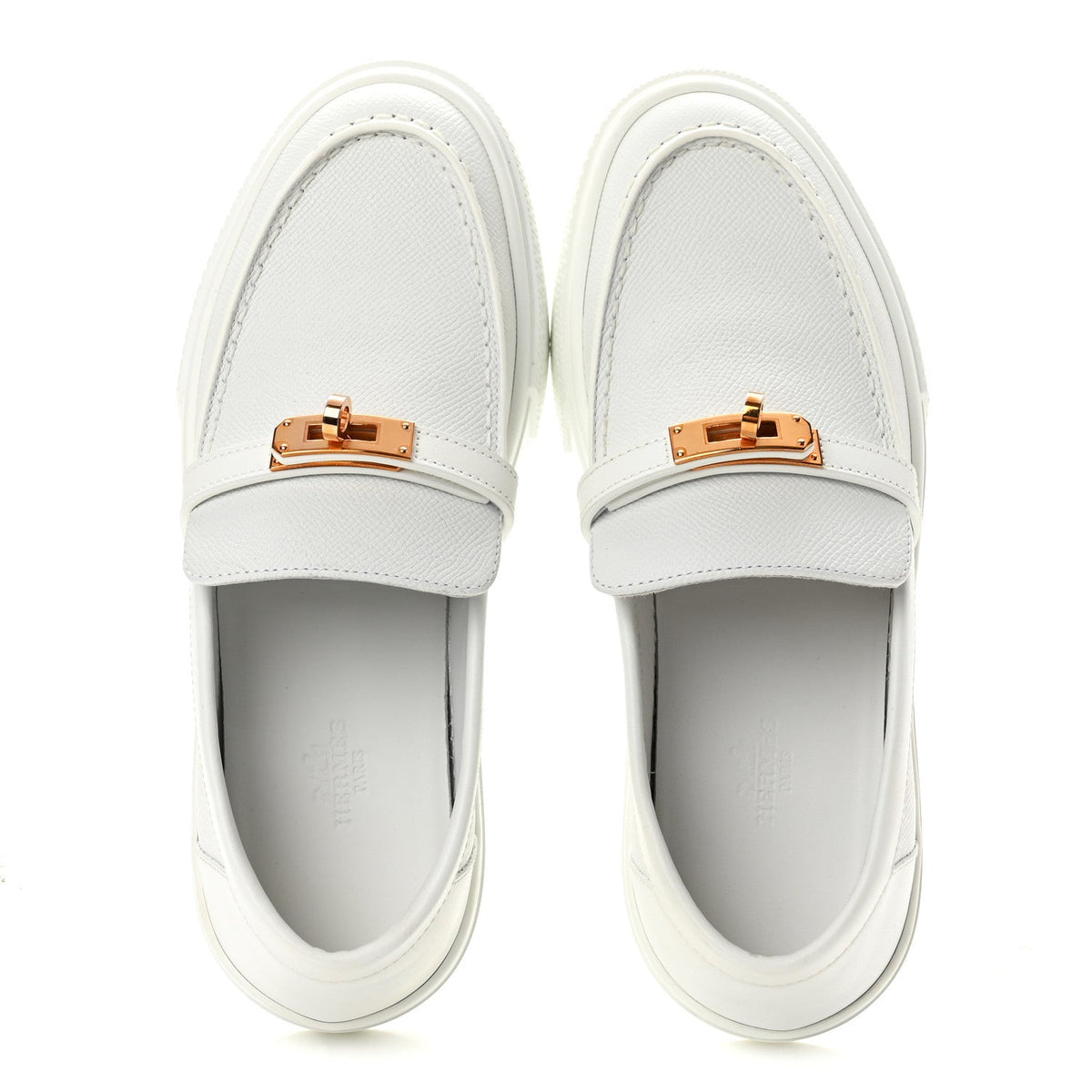 Hermes Epsom Calfskin Game Women's Slip On Sneakers White