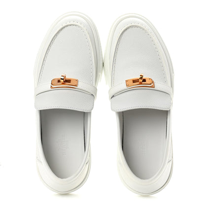 Hermes Epsom Calfskin Game Women's Slip On Sneakers White
