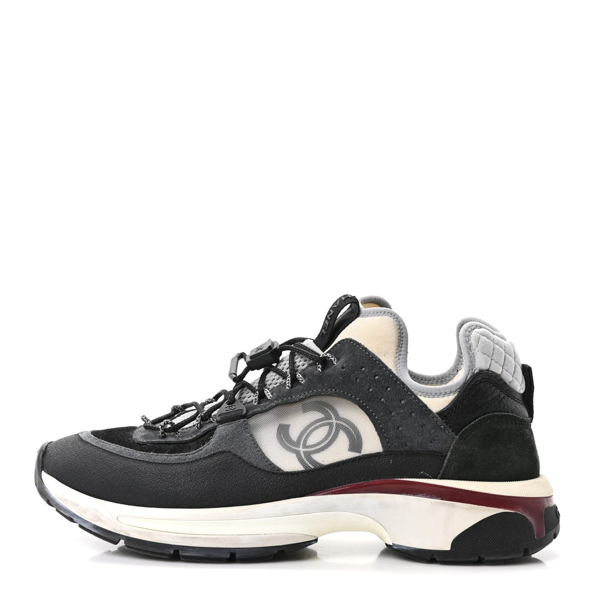 Fabric Suede Calfskin Mesh CC Sneakers Black Dark Grey White Light Gre