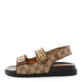 Gucci GG Monogram Eco Fabric Women's Slide Sandals 37 Beige Ebony
