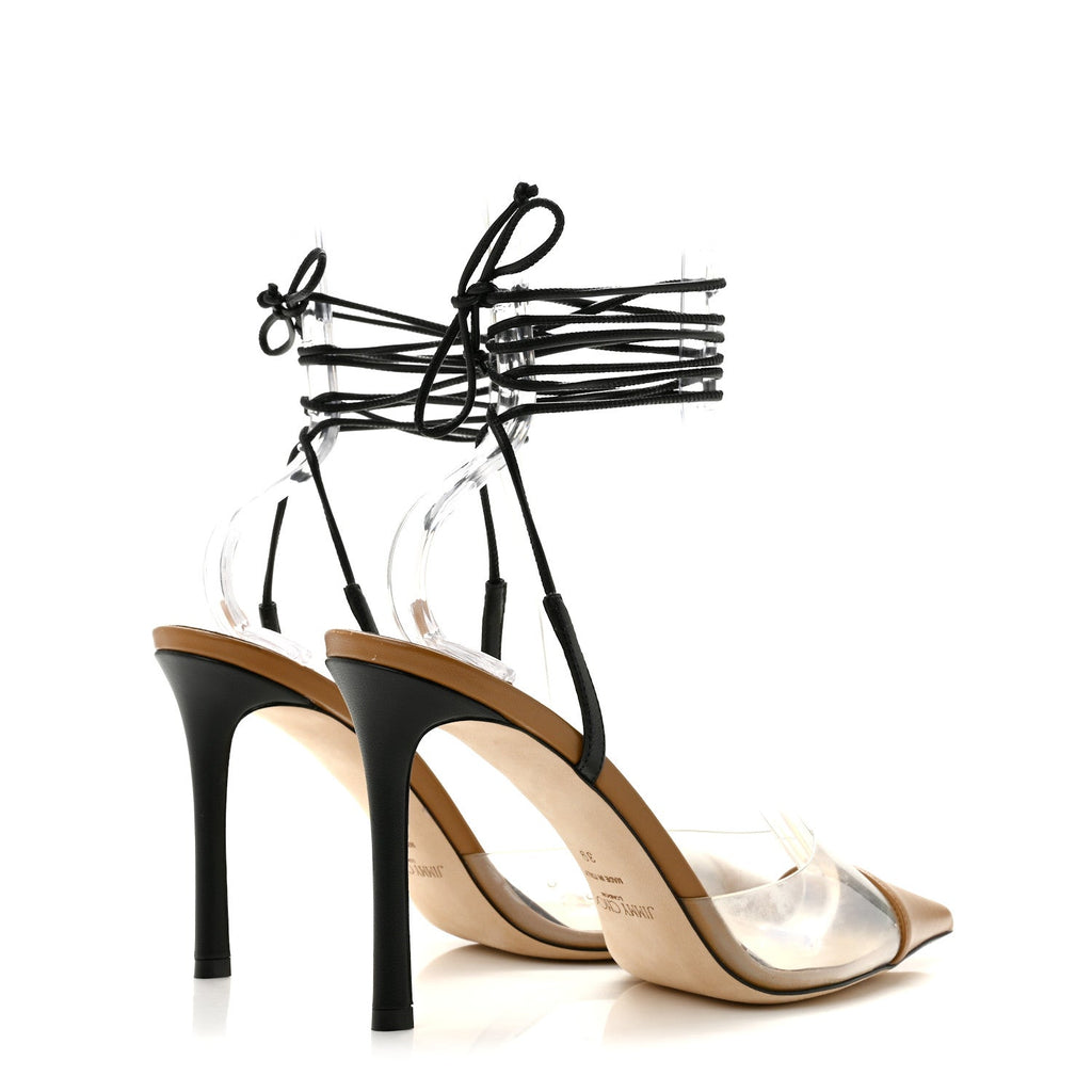 Jimmy Choo Nappa PVC Women's Farley 95 Pumps 39 Camel