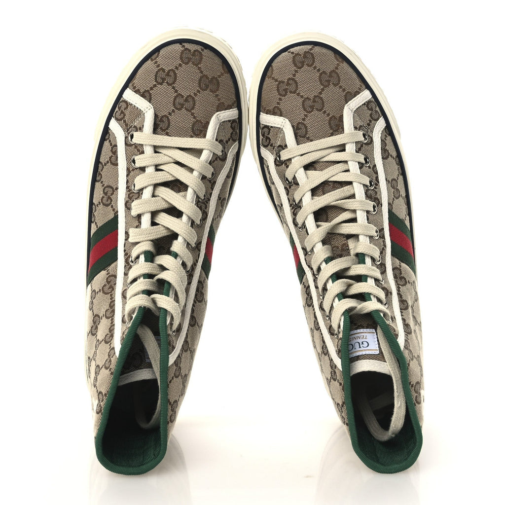 Gucci GG Monogram Web 1977 Tennis Men's High Top Sneakers Beige