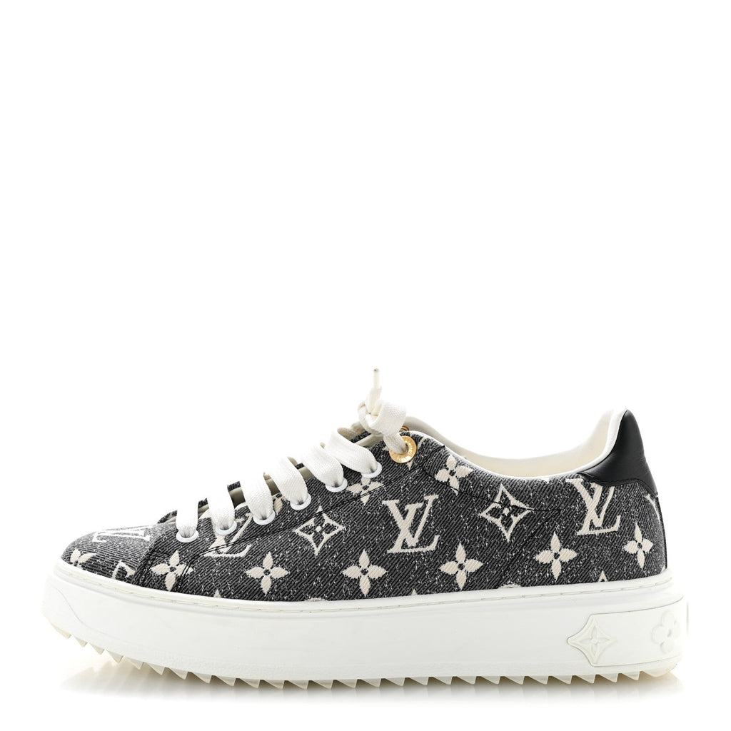 Louis Vuitton Denim Monogram Women's Time Out Sneakers 39 Black