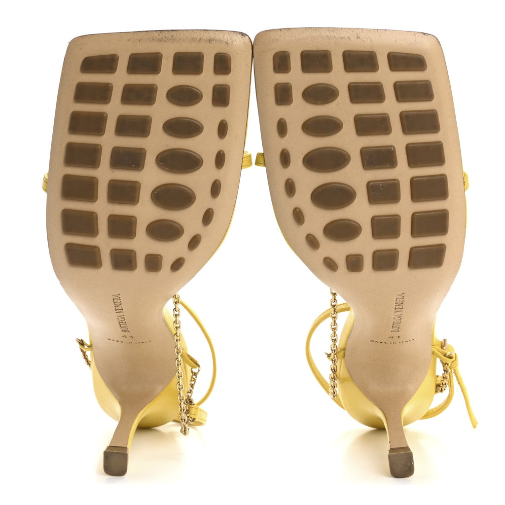Bottega Veneta Lambskin Stretch Chain Strap 90mm Women's Sandals 41 Buttercup
