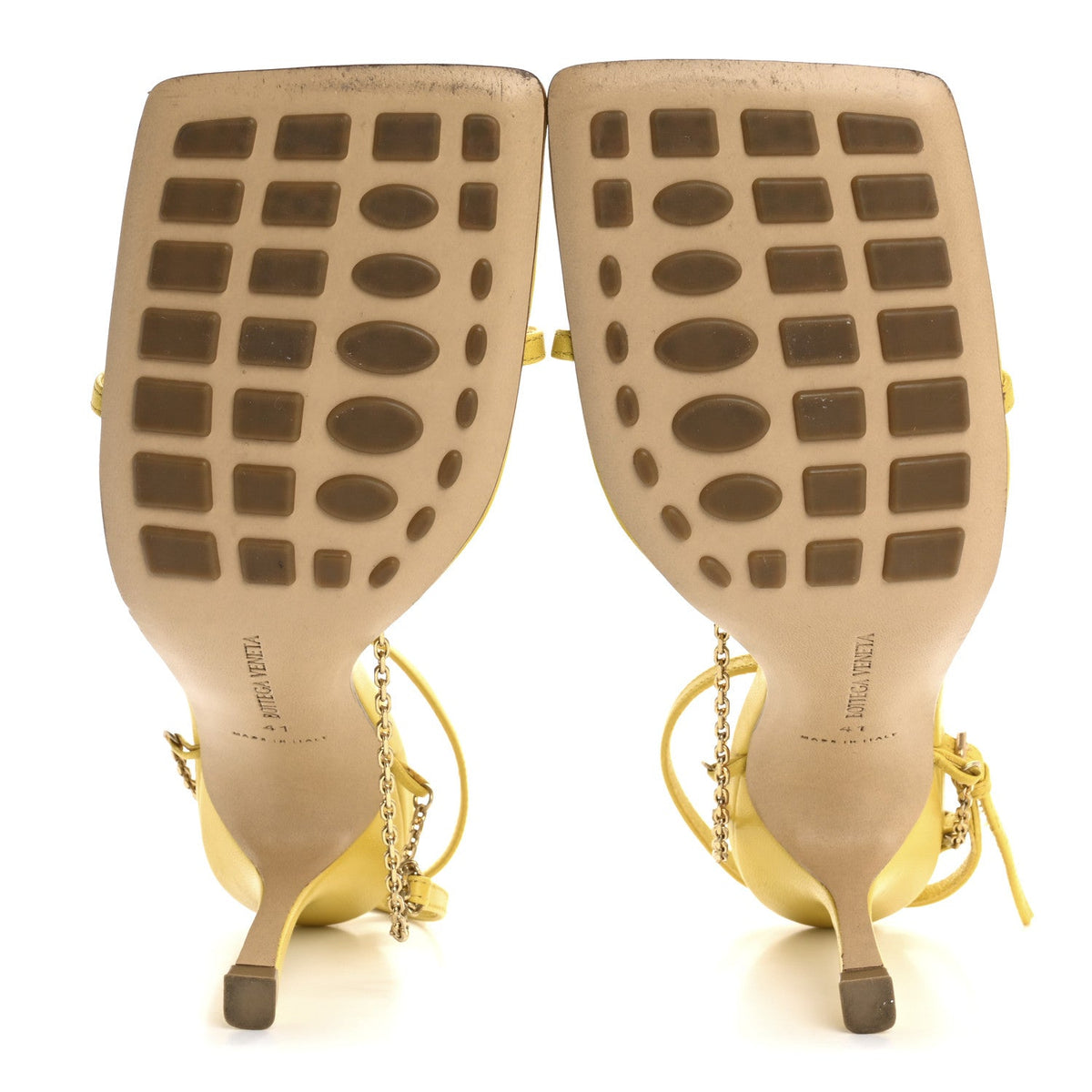 Bottega Veneta Lambskin Stretch Chain Strap 90mm Women's Sandals 41 Buttercup