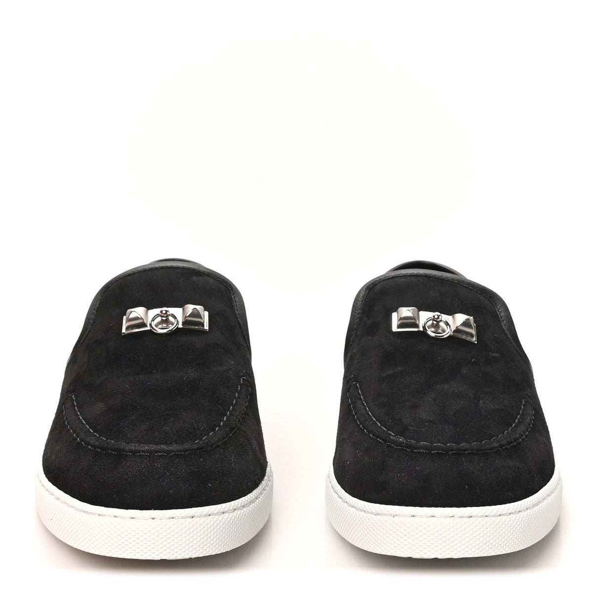 Hermes Suede Goatskin Nappa Women's Jour Loafers 38 Black