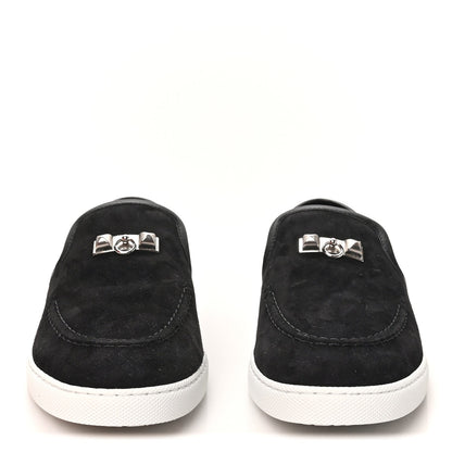Hermes Suede Goatskin Nappa Women's Jour Loafers 38 Black