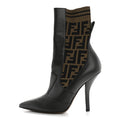 Fendi Nappa Microfiber Fabric Women's FF Rockoko Sock Boots 37 Ebano Tobacco Black