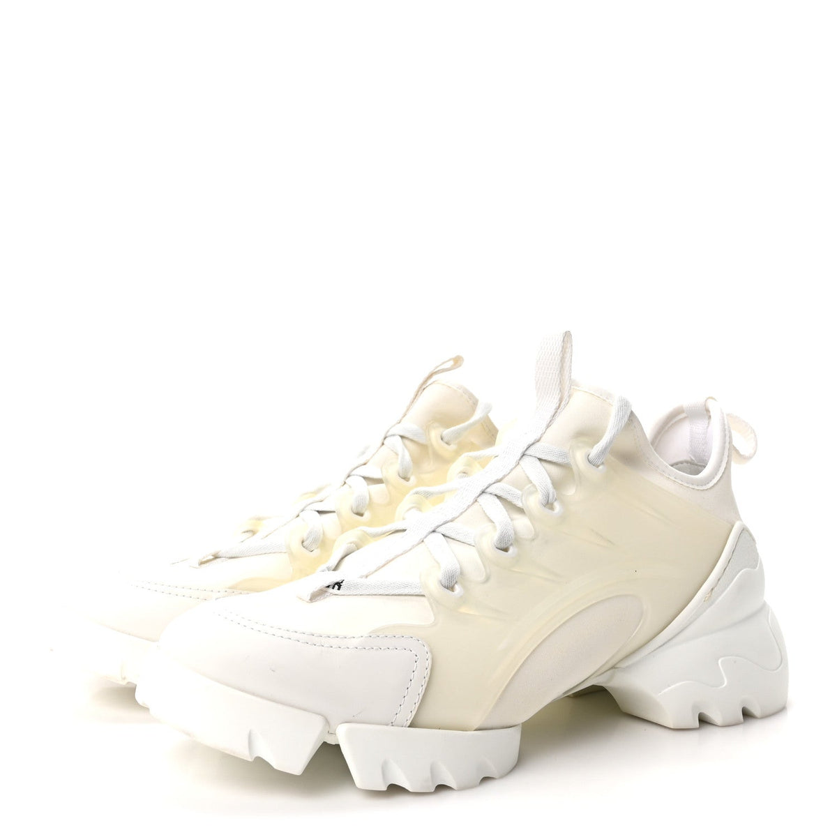 Christian Dior Technical Fabric Rubber Women's D-Connect Sneakers 37 White