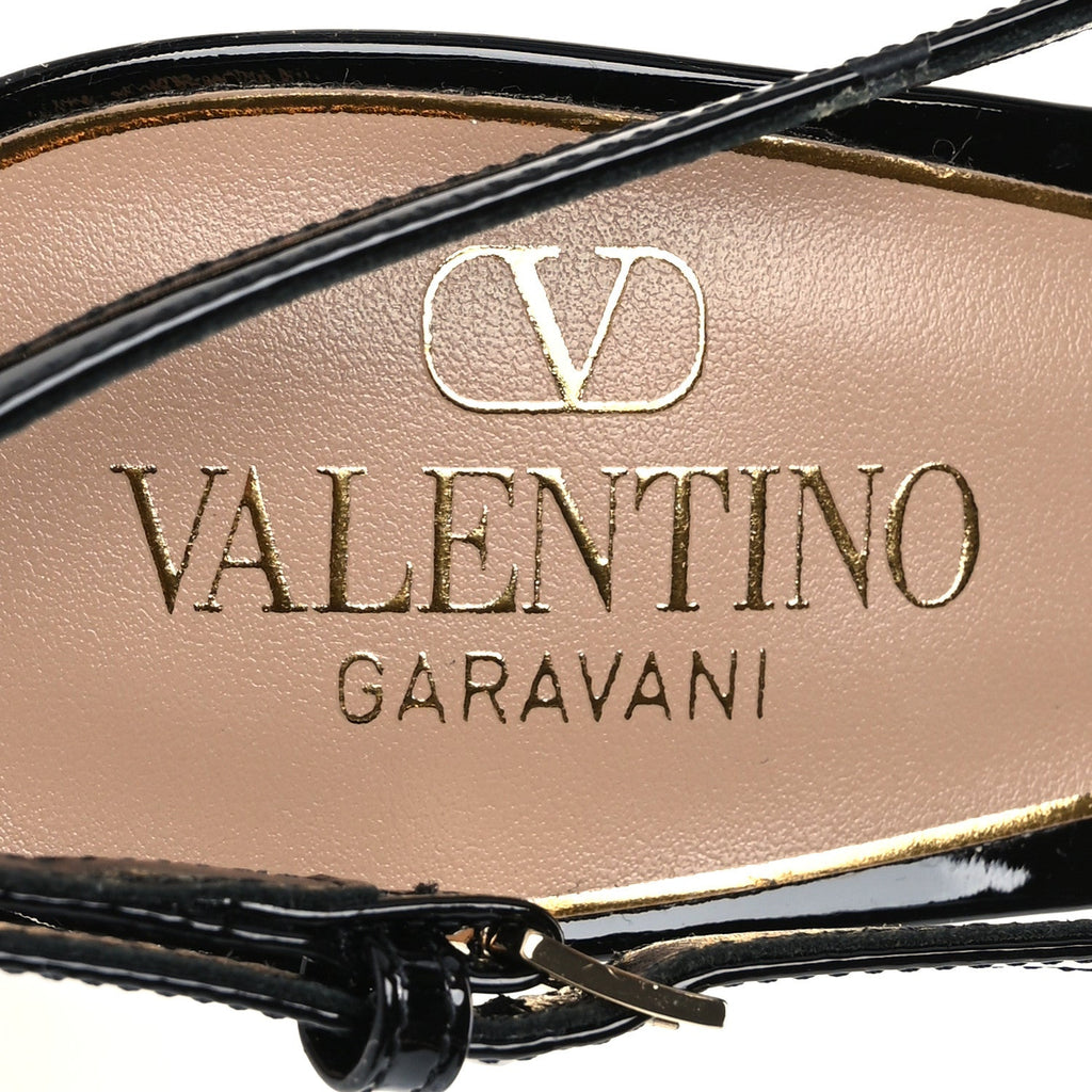 Valentino Garavani Patent Women's VLogo Slingback Pumps 37.5 Black