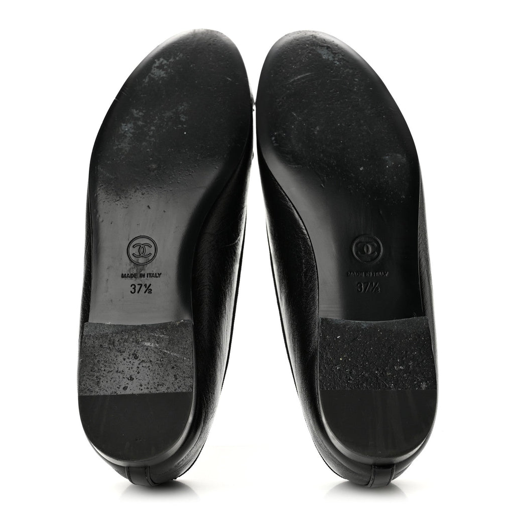 Chanel Crumpled Lambskin CC Cap Toe Women's Flats Black White