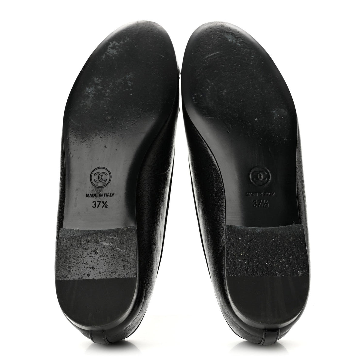 Chanel Crumpled Lambskin CC Cap Toe Women's Flats Black White