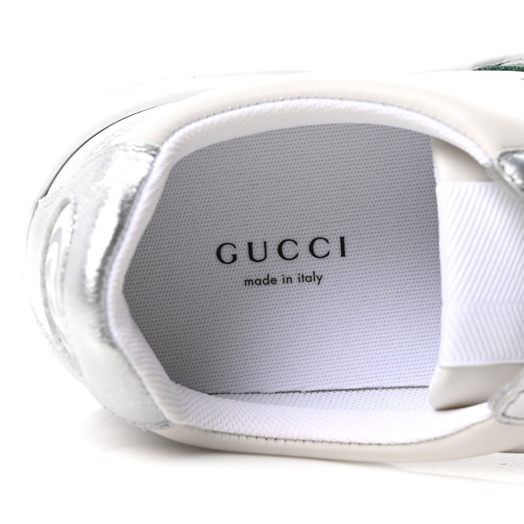 Gucci Metallic Nappa Web Women's Chunky Sneakers 38 Silver