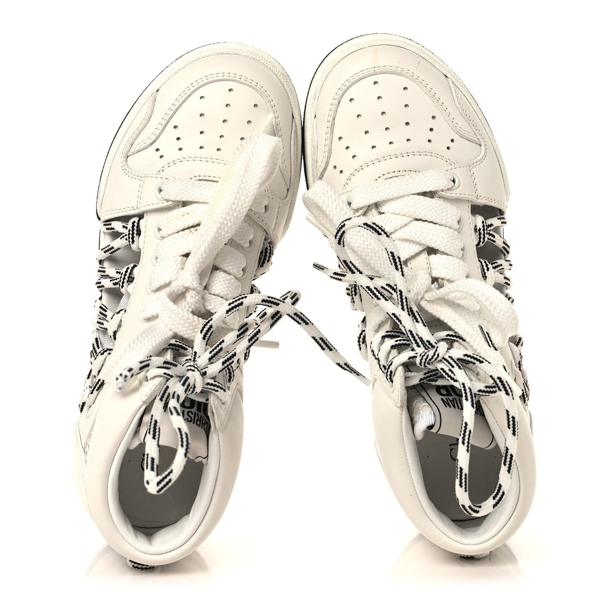 Christian Dior Calfskin Mesh Cutout Women's High Top Sneakers 35 Black White