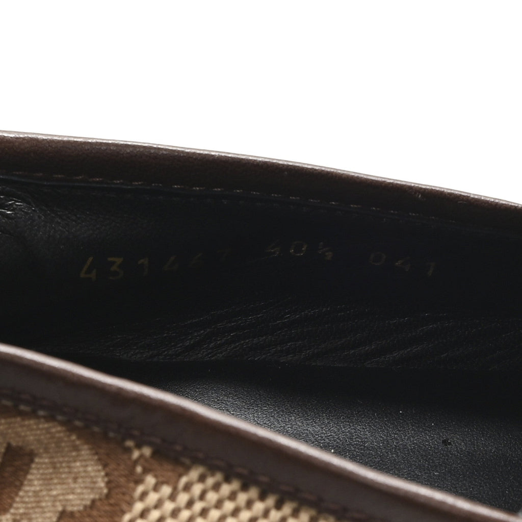 Gucci Monogram Jumbo GG Women's Horsebit Jordaan Loafers 40.5 Camel Ebony Beige