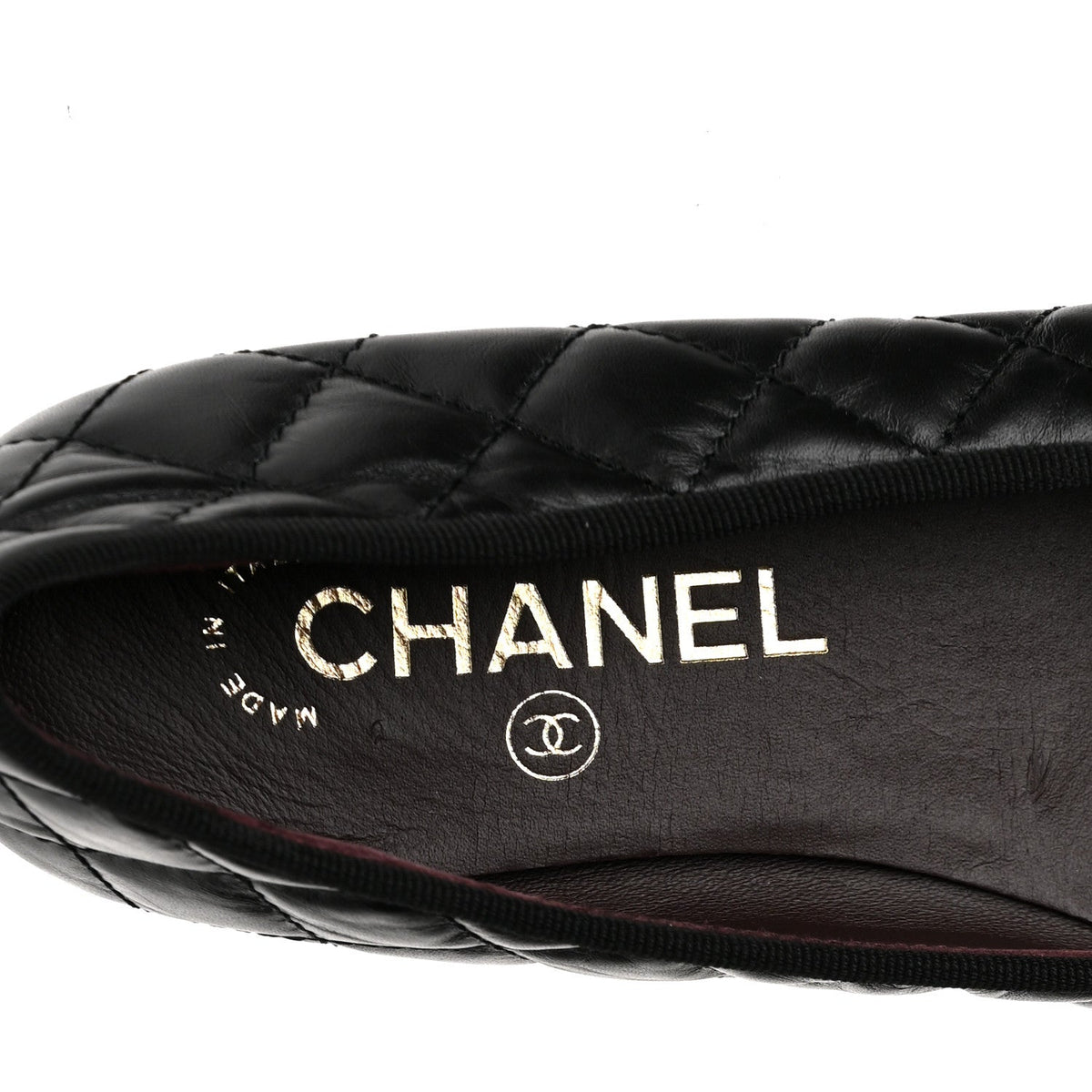 Chanel Aged Calfskin Quilted CC Cap Toe Women's Flats