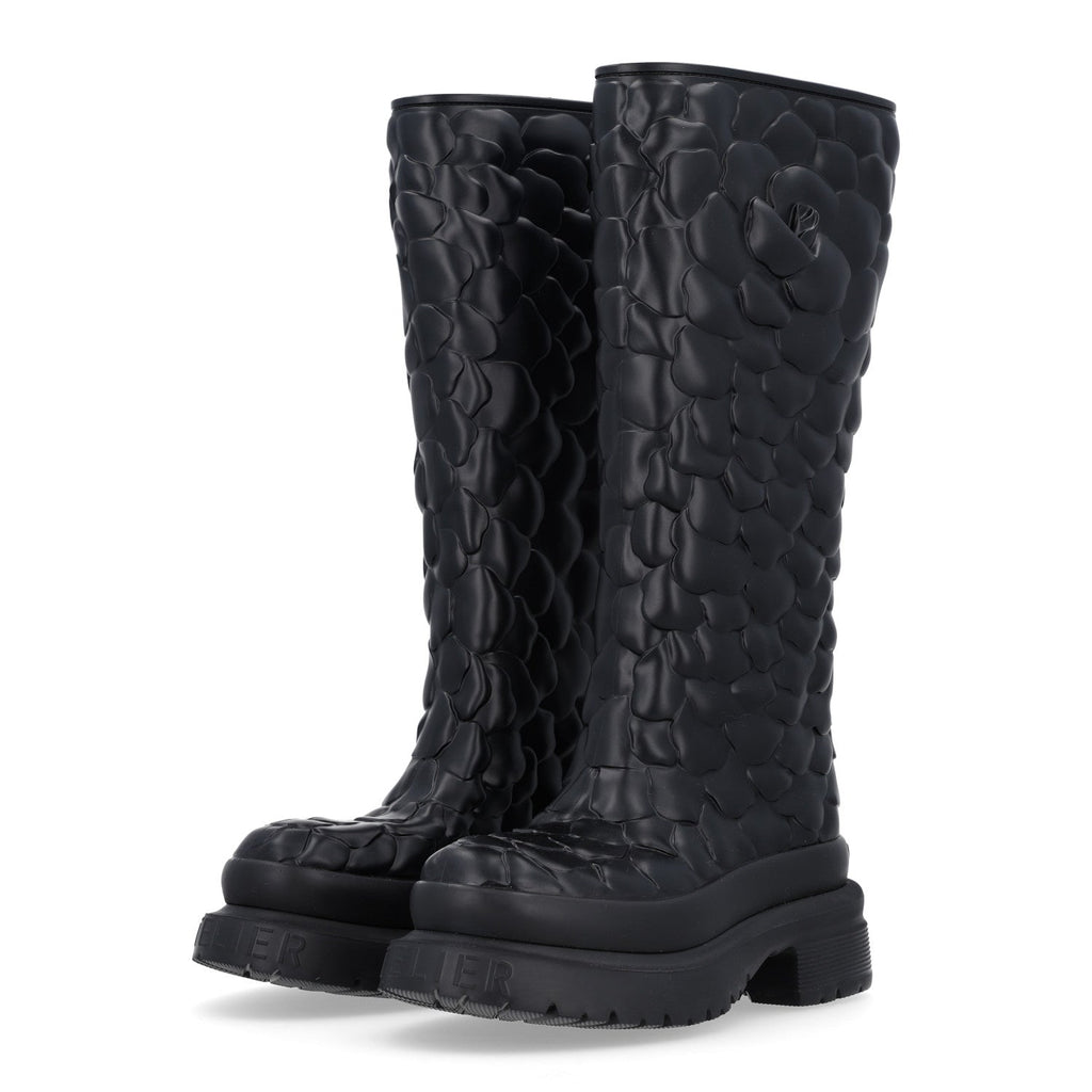Valentino Garavani Rubber Women's Atelier 03 Rose Tall Rainboots 35 Black