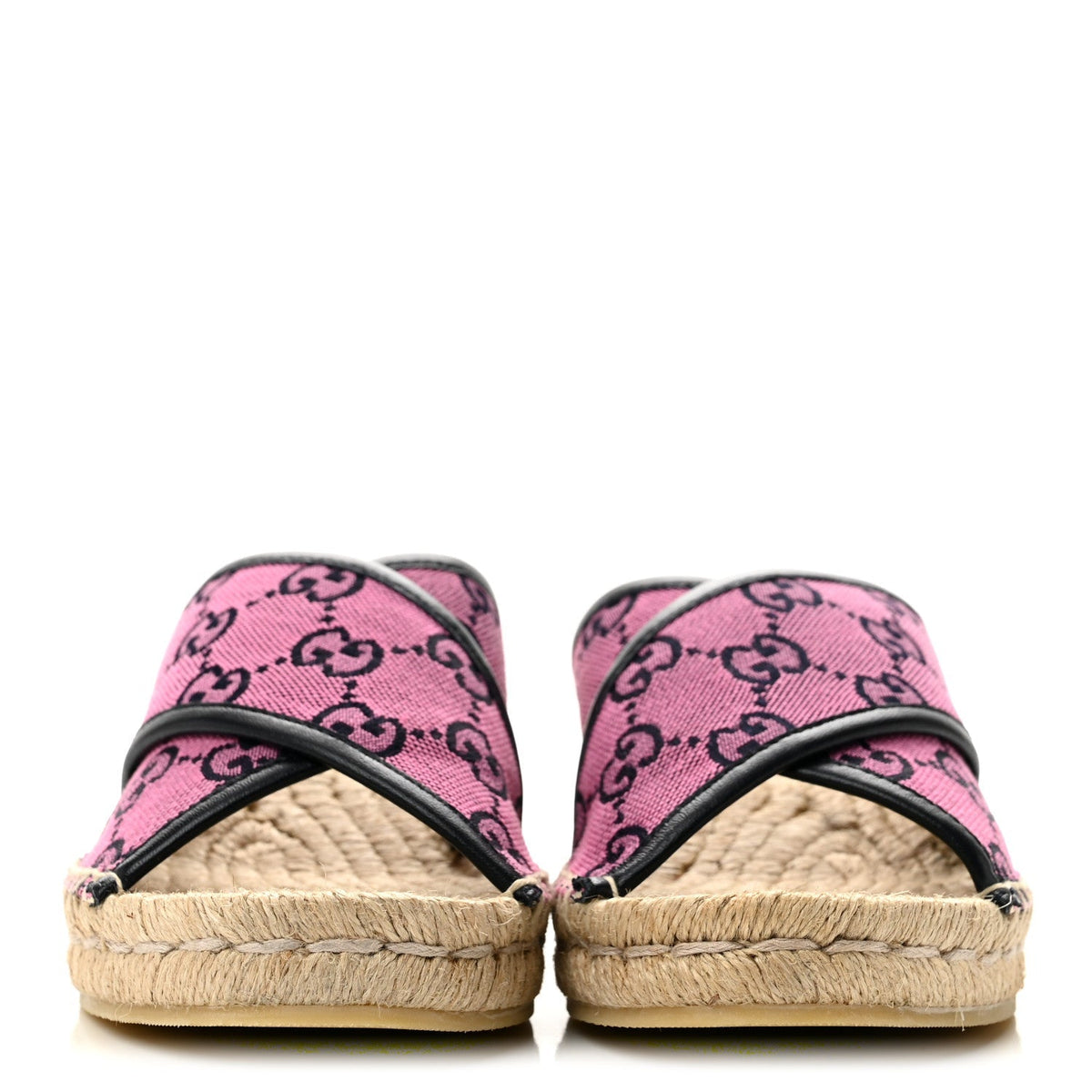 Gucci Canvas Women's Criss Cross Espadrille Sandals 35.5 Pink Blue