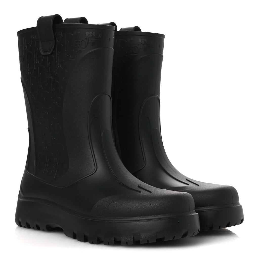 Christian Dior Rubber Men's Oblique Garden Rain Boots 43 Black
