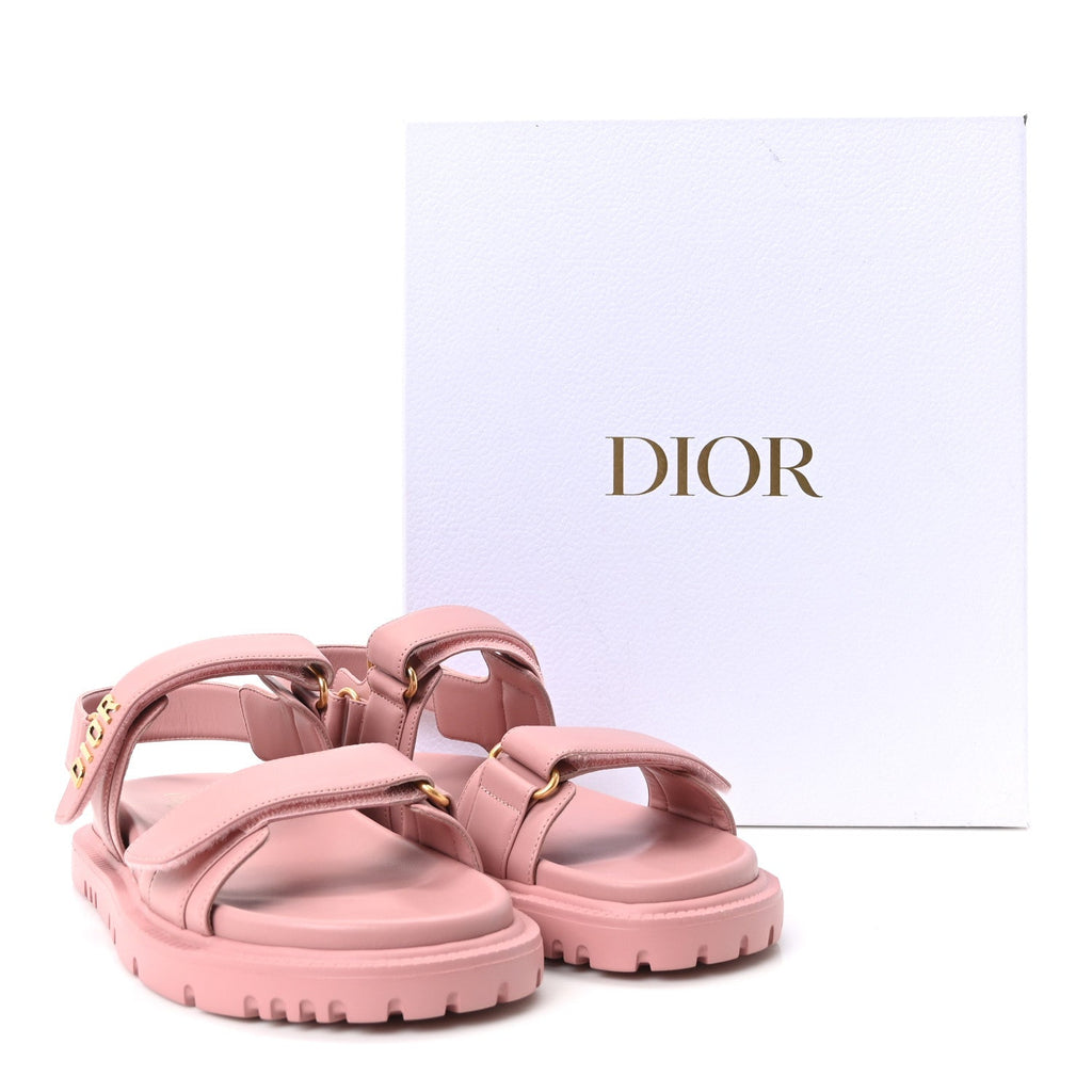 Christian Dior Lambskin Women's Dioract Sandals 39.5 Pink