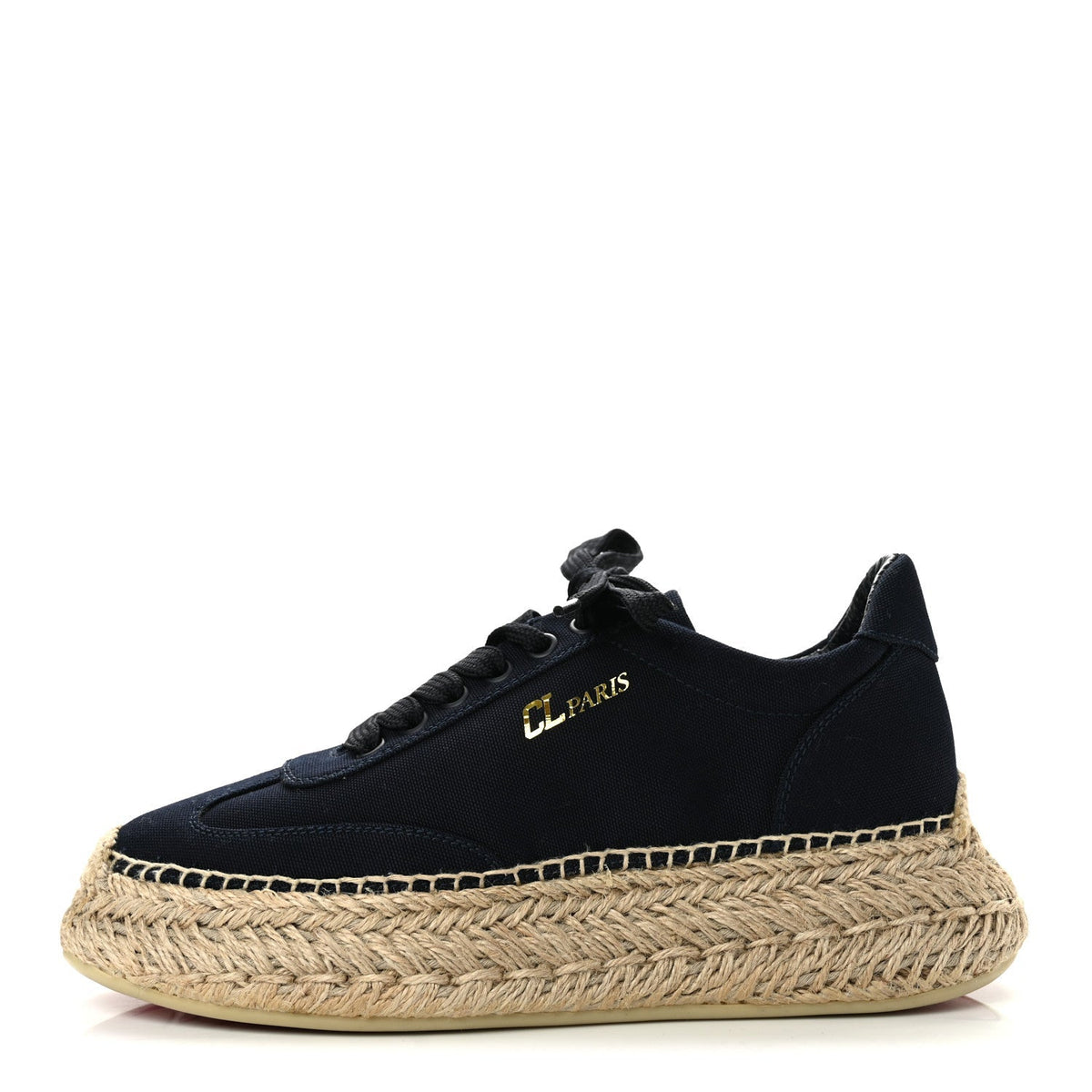 Christian Louboutin Toile Calfskin Women's Espasneak Flat Sneakers 36 Obscur