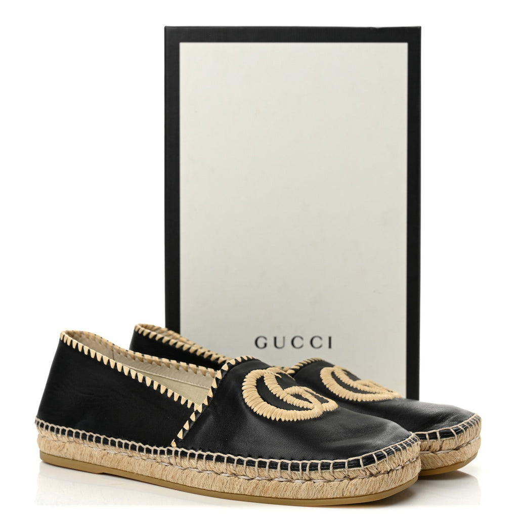 Gucci Nappa Charlotte GG Marmont Miguel Women's Espadrilles Black