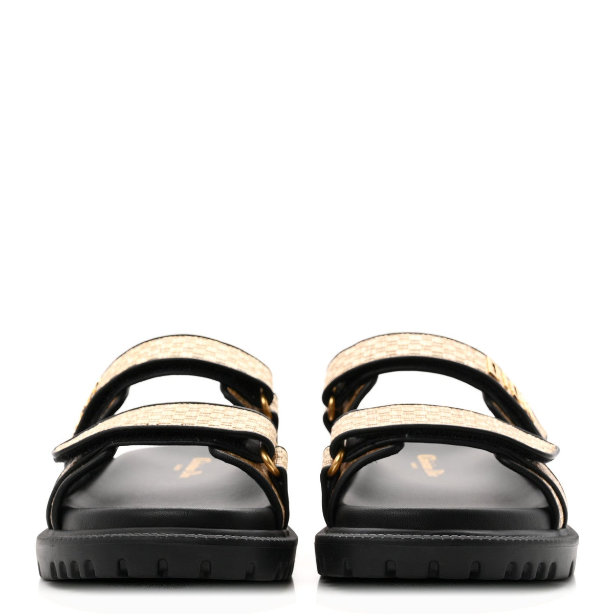Christian Dior Raffia Women's Dioract Slide Sandals 36.5 Straw Black