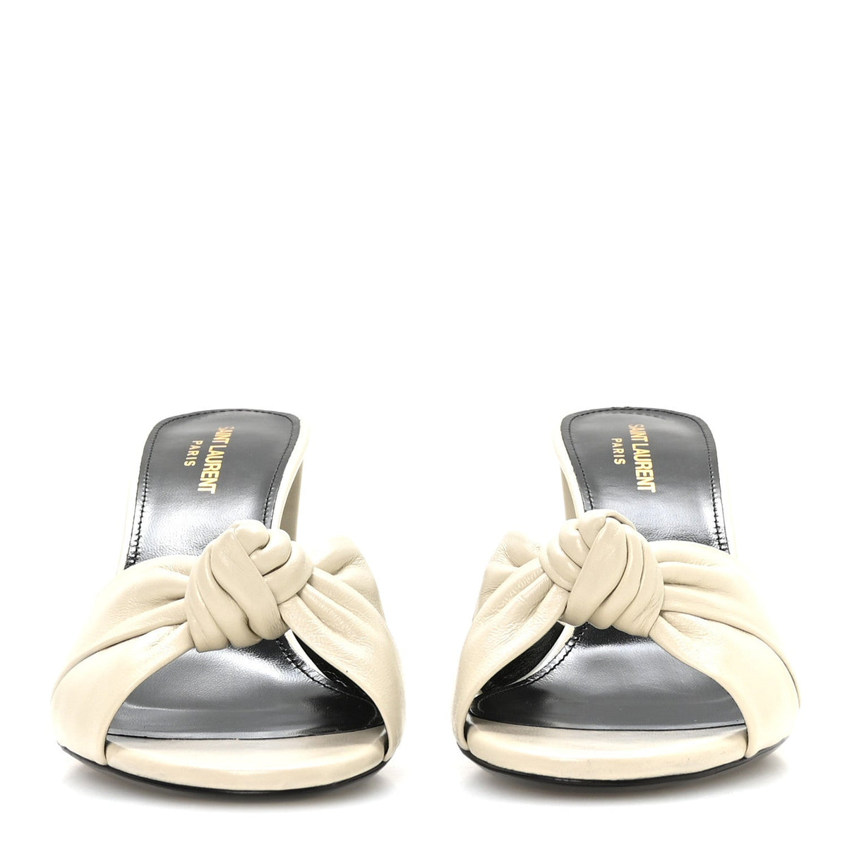 Saint Laurent Lambskin Bianca Women's Mules Pearl