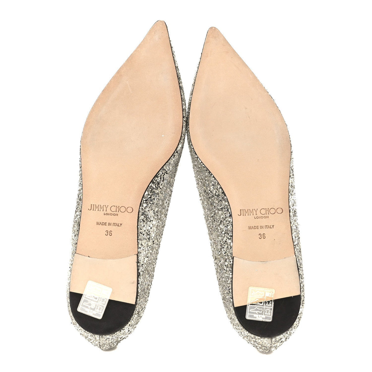 Jimmy Choo Glitter Mesh Women's Love Flats 36 Silver Sparks