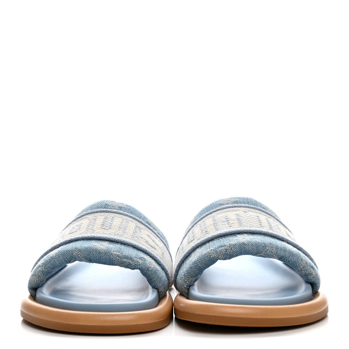 Louis Vuitton Denim Leather Women's LV Bliss Mules 36.5 Turquoise