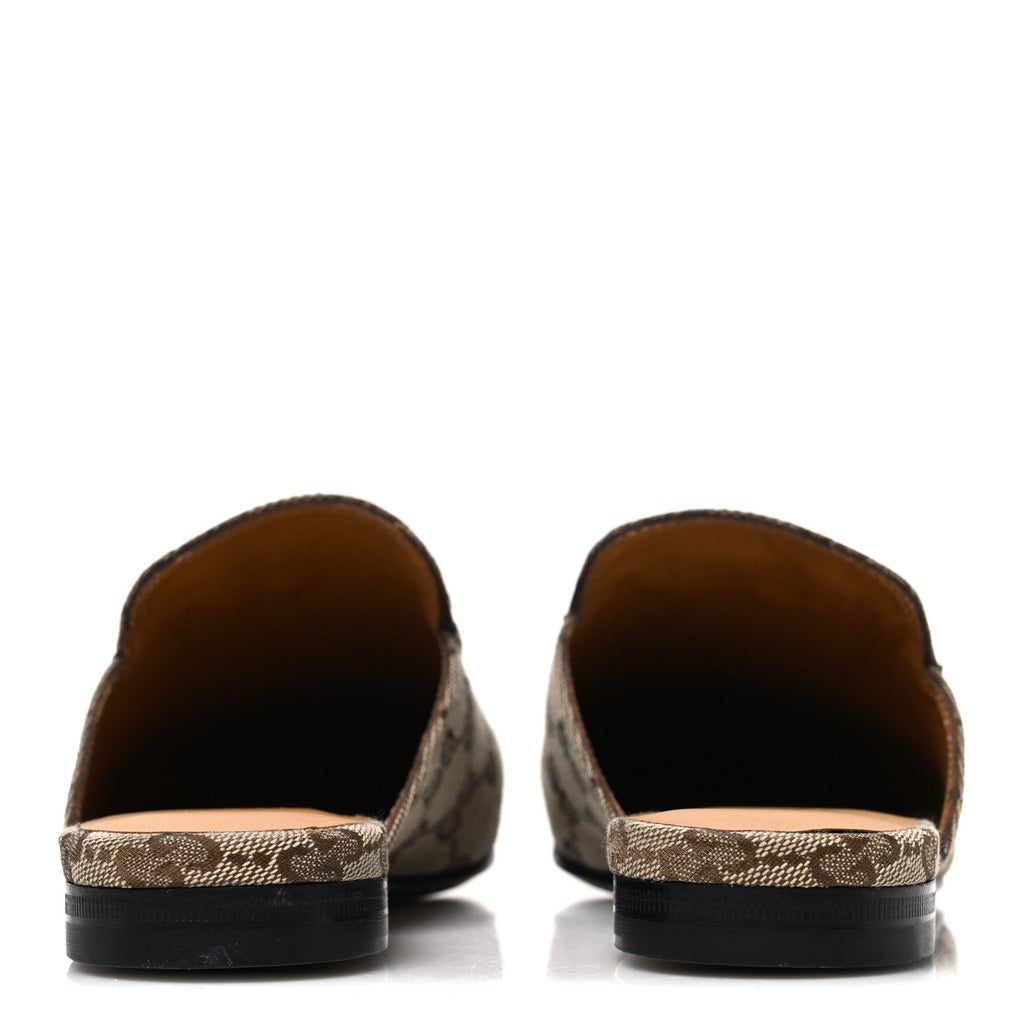 Gucci Canvas Women's Princetown Slippers 35 Beige Ebony New Acero