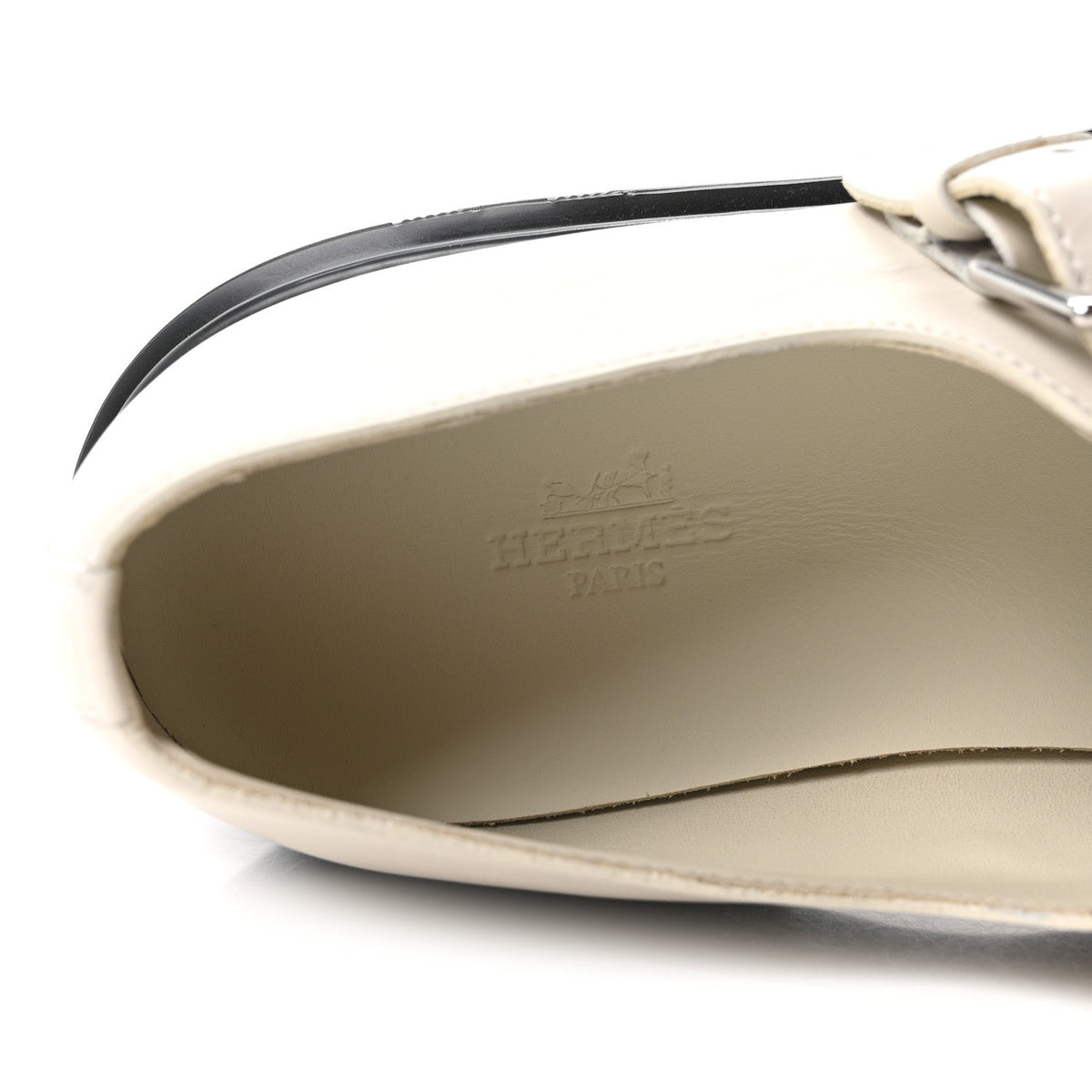 Hermes Calfskin Women's Hoxton Oxford 38 Beige Glaise