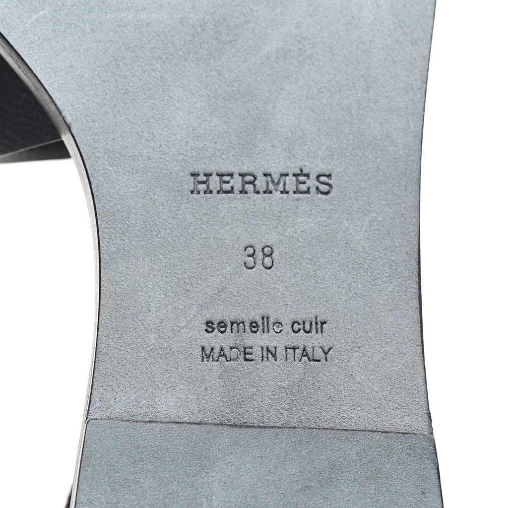 Hermes Epsom Calfskin Women's Santorini Sandals 38 Black