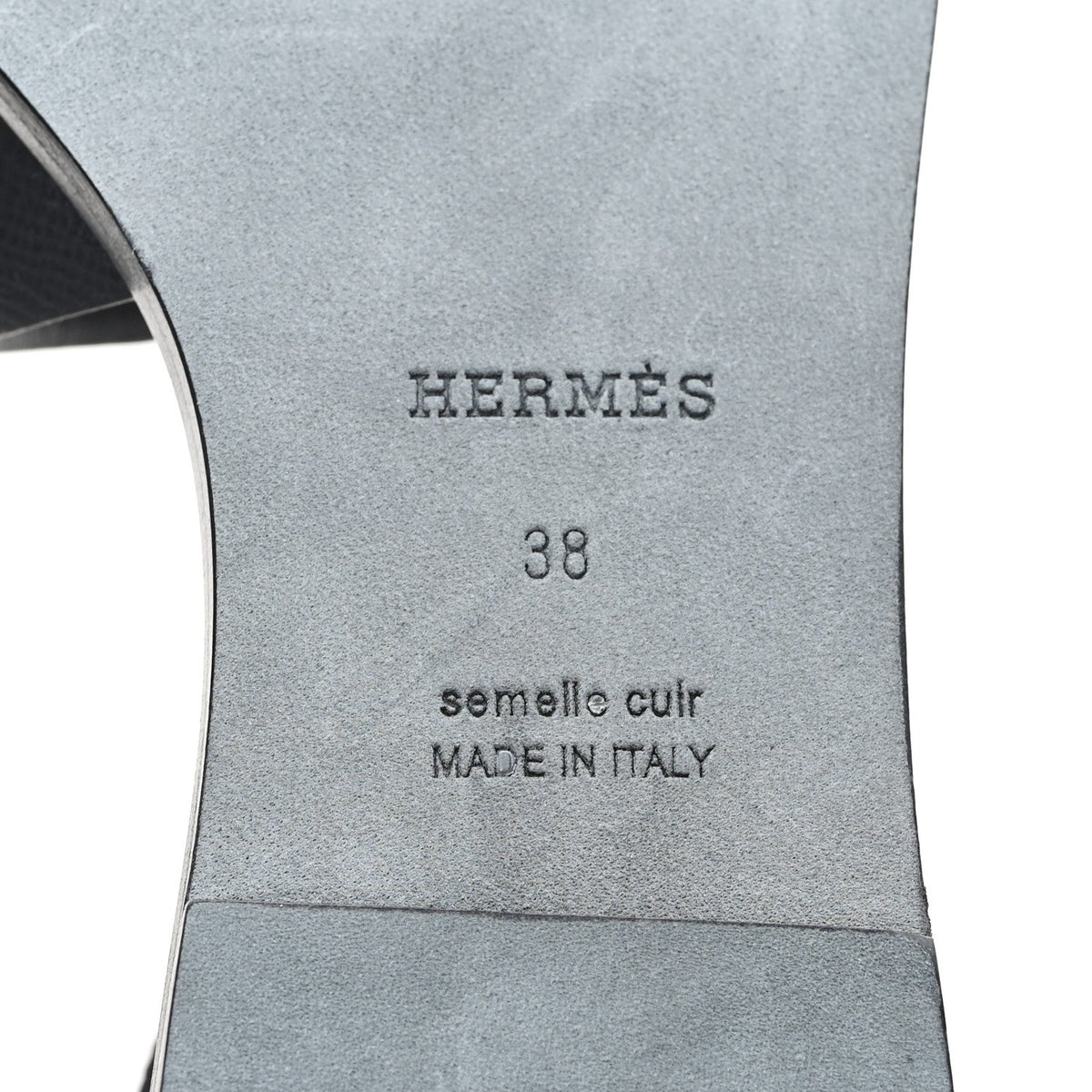 Hermes Epsom Calfskin Women's Santorini Sandals 38 Black