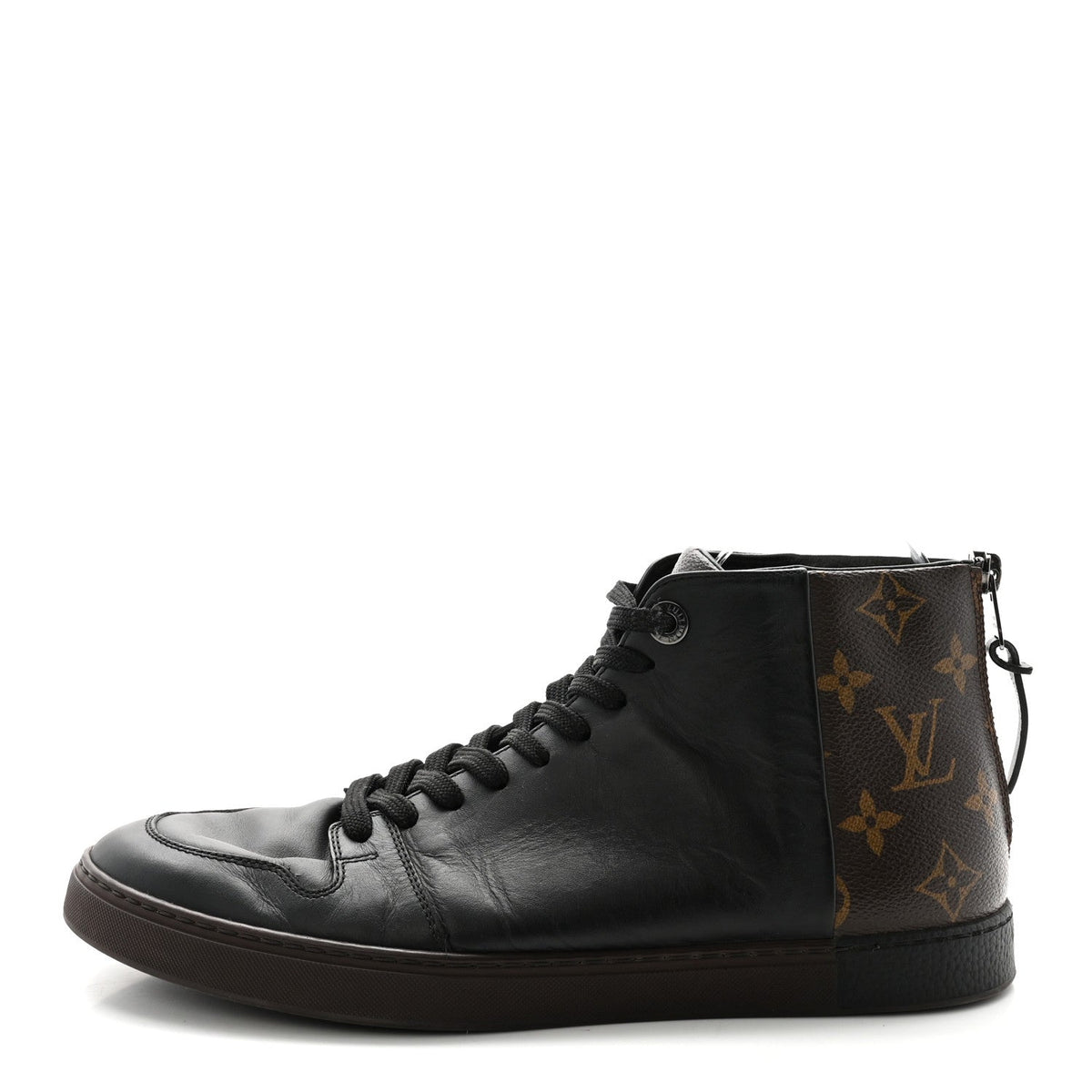 Louis Vuitton Calfskin Monogram Men's Line-Up Sneaker Boot 6 Black