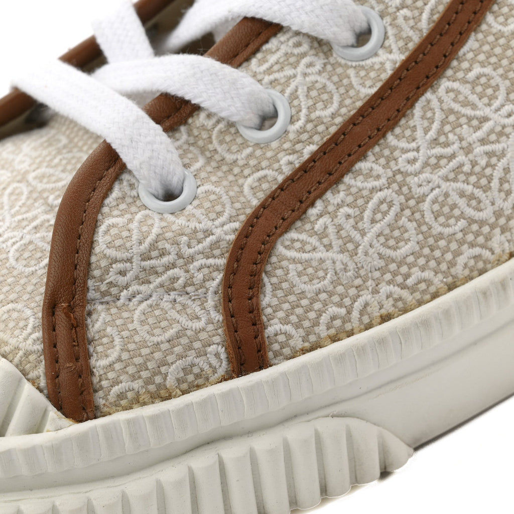 Loewe Jacquard Calfskin Men's Anagram High Top Sneakers 42 Natural White