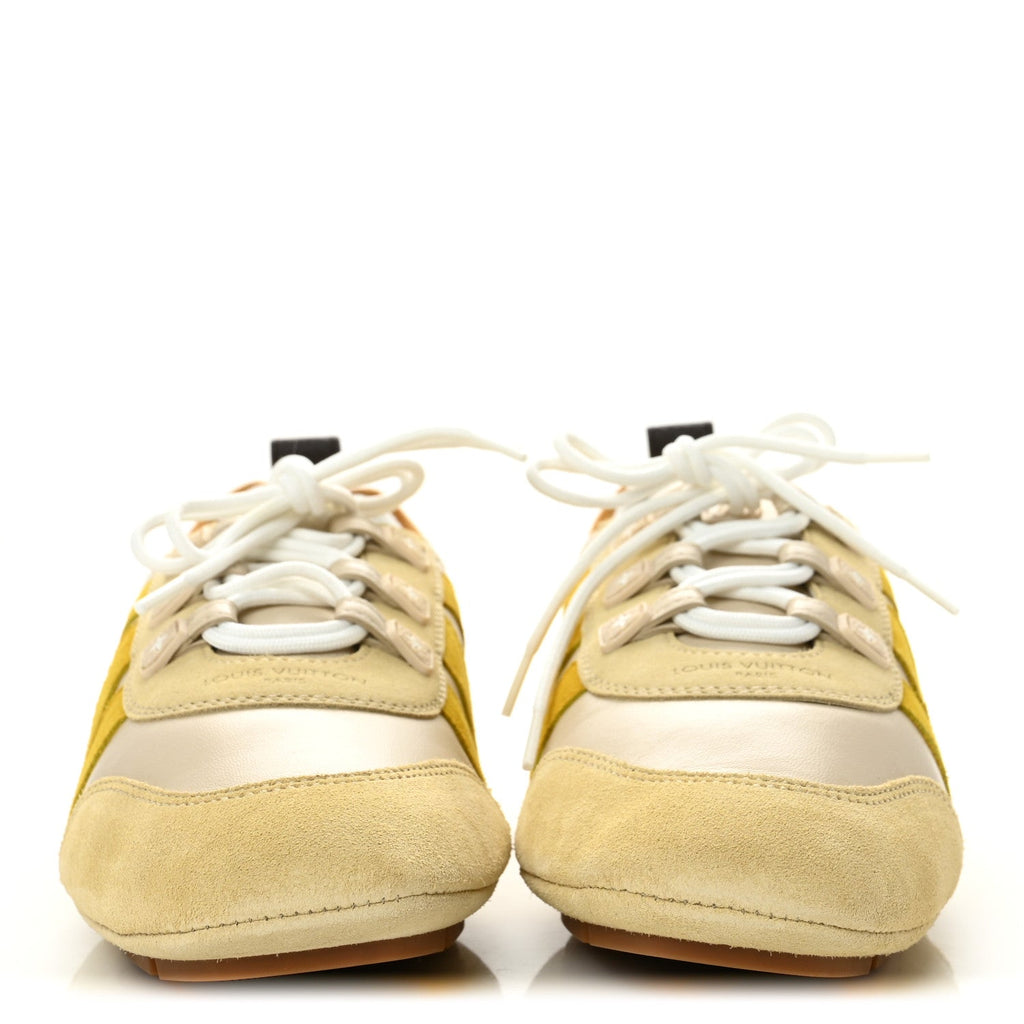 Louis Vuitton Suede Calfskin Women's LV Sneakerina 37 Light Beige Yellow