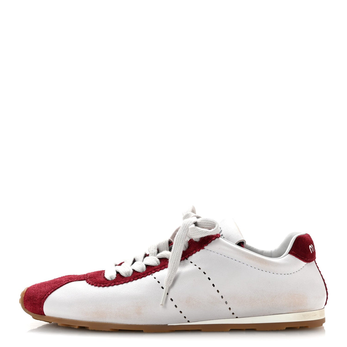 Miu Miu Scamosciato Women's Plume Sneakers 37.5 White Cerise