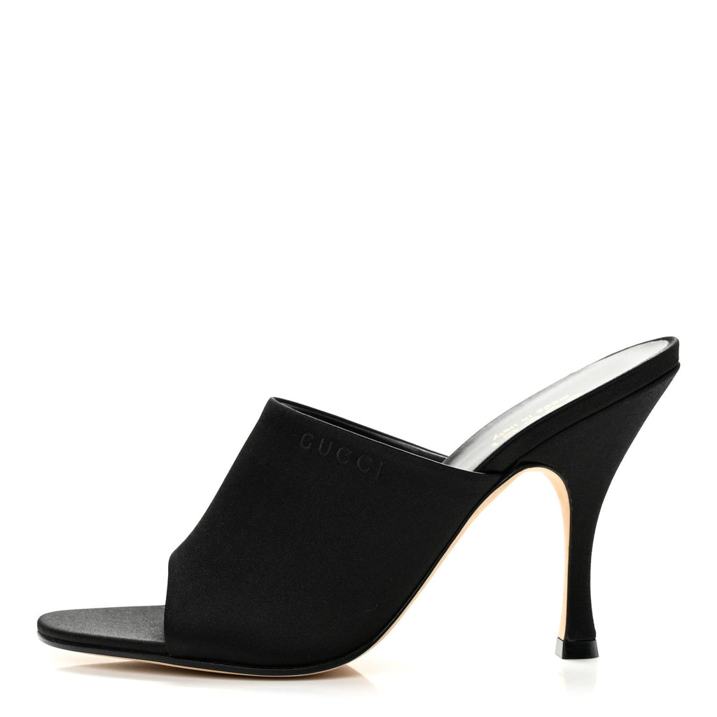 Gucci Raso Seta Logo Sandal 10.2cm Women's Pumps Black