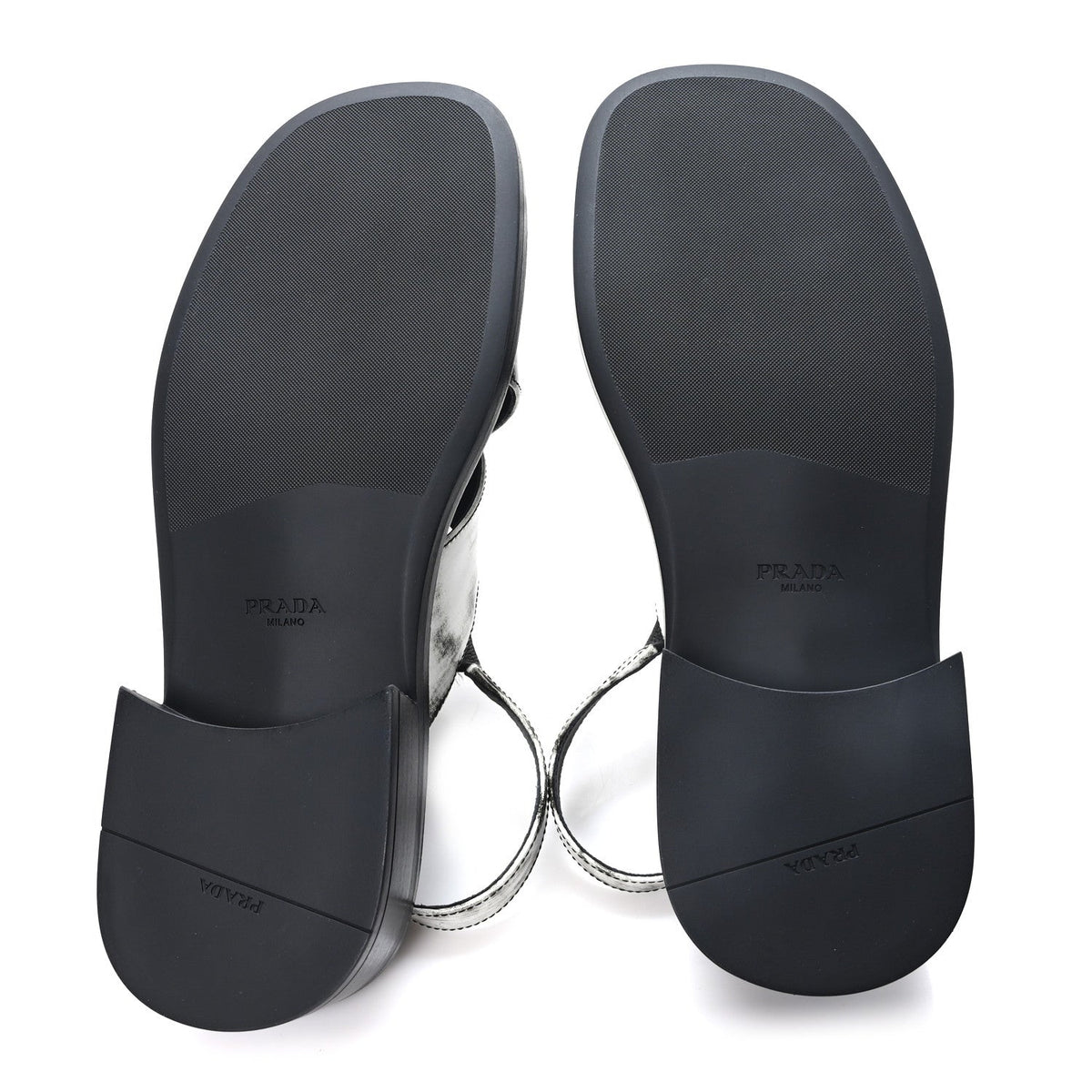 Prada Spazzolato Calfskin Women's Re-Edition 1996 Buckle Sandals 39 Bianco